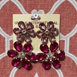 Pink Floral Drop Earrings